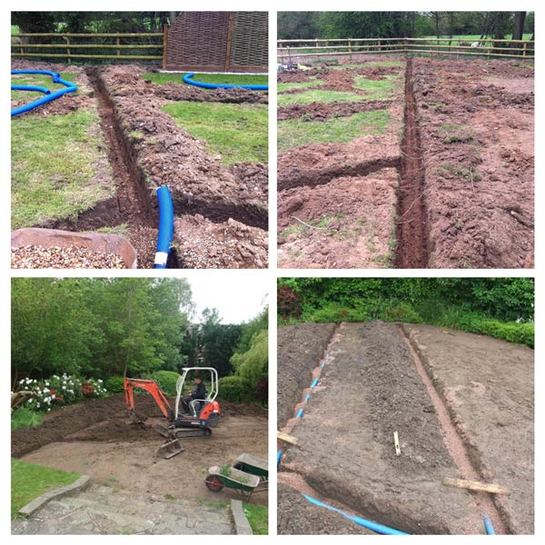 Groundworks and irrigation collage - during works