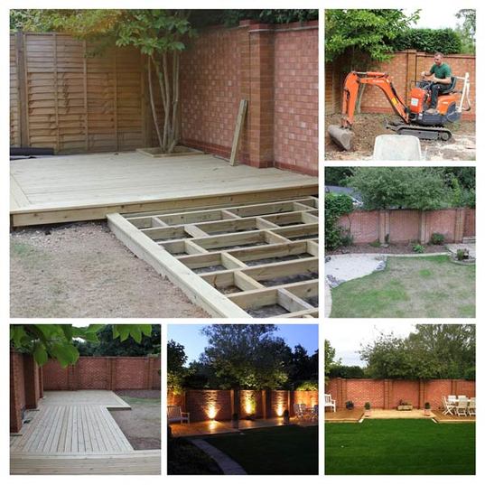Landscaping collage - decking and lawn works 