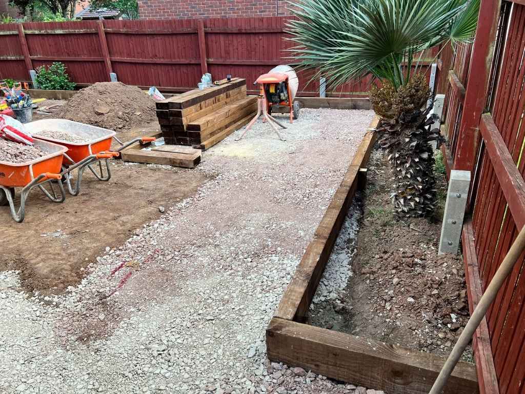 Hardscape landscaping works in garden renovation project in heathcote, warwick - Oakland Group.