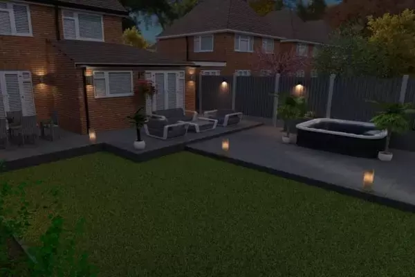 iGarden vision project in Solihull evening visual design render.