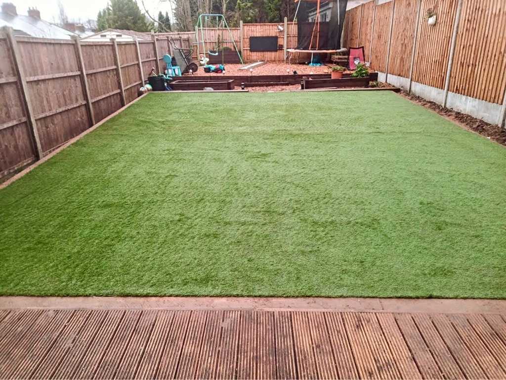 Landscape garden artificial grass by trulawn installed in Kings Heath, Birmingham - Oakland Group.