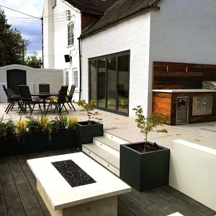 Outdoor Living Spaces, contemporary design garden patio terrace and sunken seating area.
