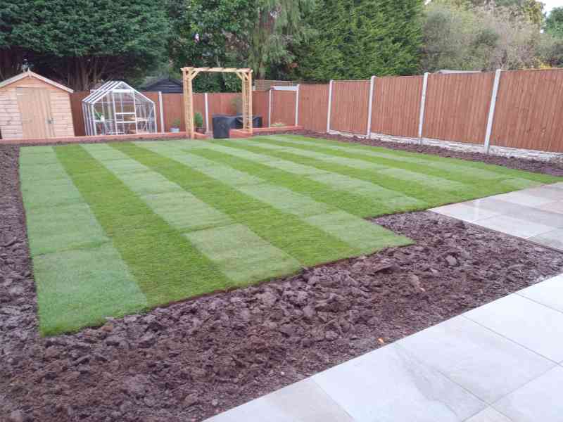Rear landscape garden borders and turfing works in Knowle, Solihull - Oakland Group, Landscaping Services.