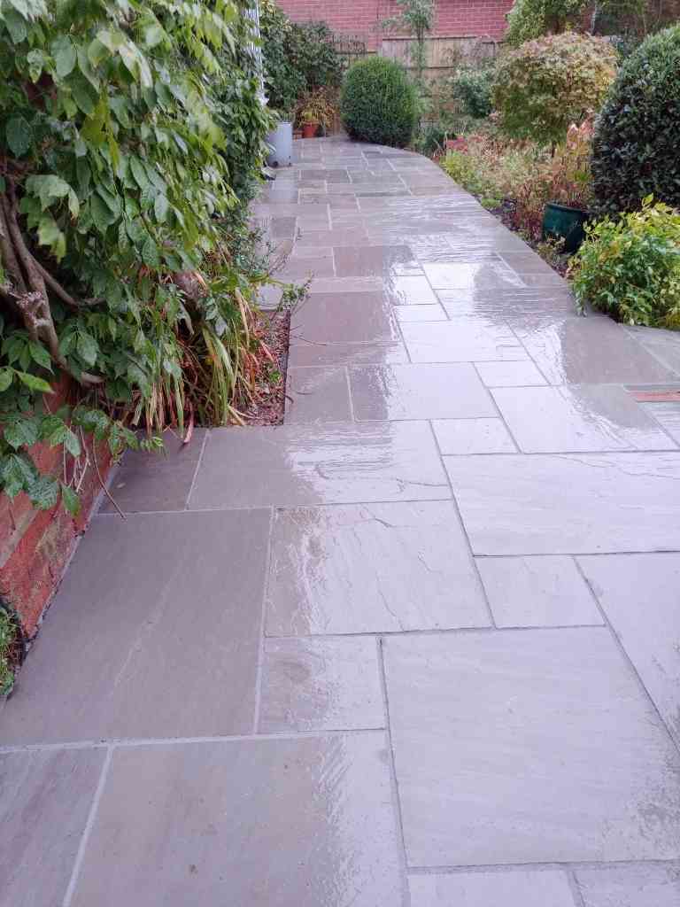New garden paving after patio works in Solihull - Oakland Group.